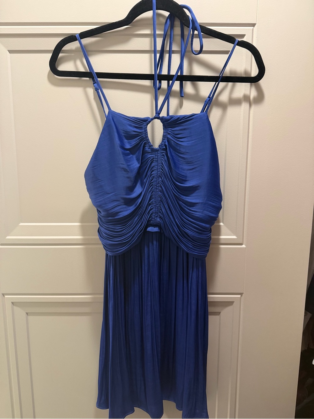 House of Harlow 1960 Royal Blue Ruched Halter Mini Dress
